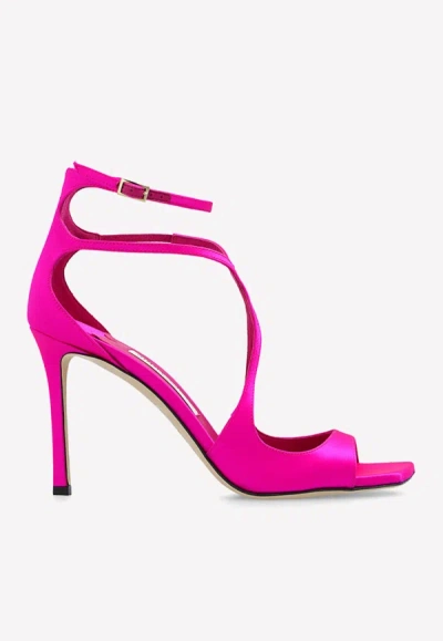 Jimmy Choo Azia 95 Sandals In Satin In Pink