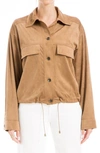 Max Studio Faux Suede Bomber Jacket In Vicuna