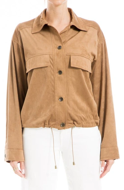 Max Studio Faux Suede Bomber Jacket In Vicuna