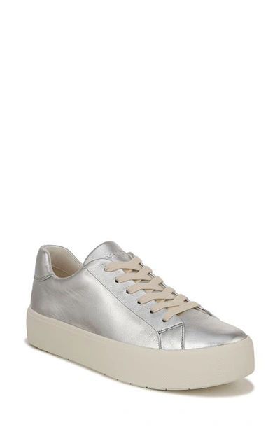 Vince Benfield Leather Platform Sneaker In Silver