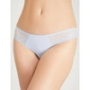 Simone Perele Delice Jersey And Embroidered Mesh Thong In Frozen