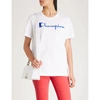 Champion Logo-embroidered Cotton-jersey T-shirt In Wht