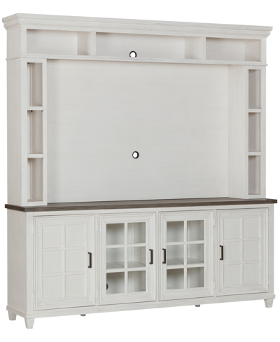 Macy's 84" Dawnwood 2pc Tv Console Set (84" Console With 4 Doors And Hutch) In White