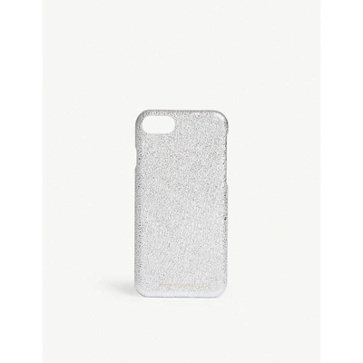 Anya Hindmarch Metallic Leather Iphone 7/8 Case In Silver Crinkled Metallic