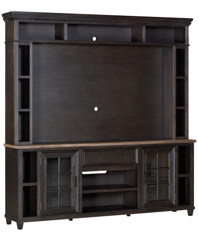 Macy's 84" Dawnwood 3pc Tv Console Set (84" Console, Hutch And Fireplace) In Espresso