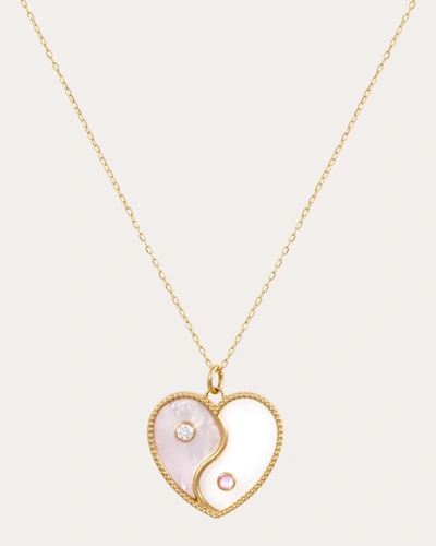 L'atelier Nawbar Women's Yin Yang Heart Pendant Necklace In Pink/white