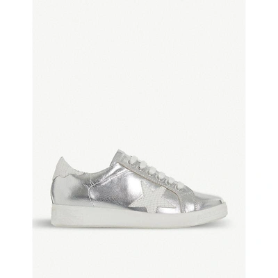 Dune Edris Leather Star Trainers In Silver-leather
