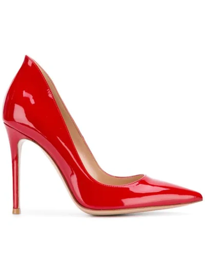 Gianvito Rossi Varnished Pointed Pumps In Red
