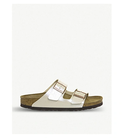 Birkenstock Arizona Strappy Pearlescent Sandals In Graceful Pearl White