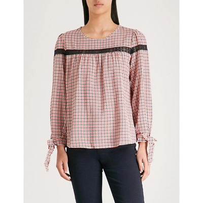 Claudie Pierlot Woven Checked-print Long-sleeved Top In Multico