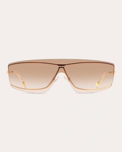 Isabel Marant Women's Goldtone & Brown Gradient Rimless Mask Sunglasses In Gold/yellow