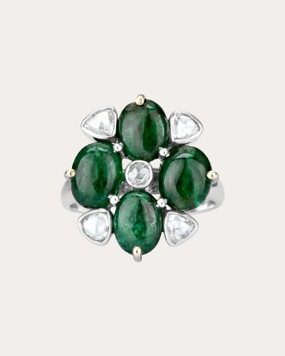 Amrapali Women's Emerald & Diamond Bahaar Ring In Green