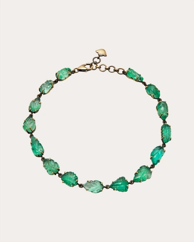 Amrapali Women's Carved Emerald & 18k Black Gold Bracelet In Green