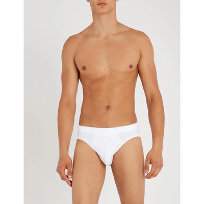 Hanro Sea Island Slim-fit Cotton Briefs In White