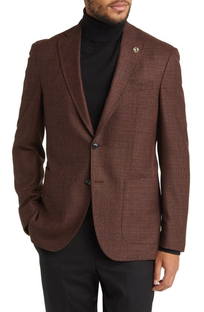 Ted Baker Keith Slim Fit Textured Wool Sport Coat In Brown