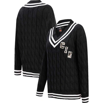 Pro Standard Black Cincinnati Bengals Prep V-neck Pullover Sweater