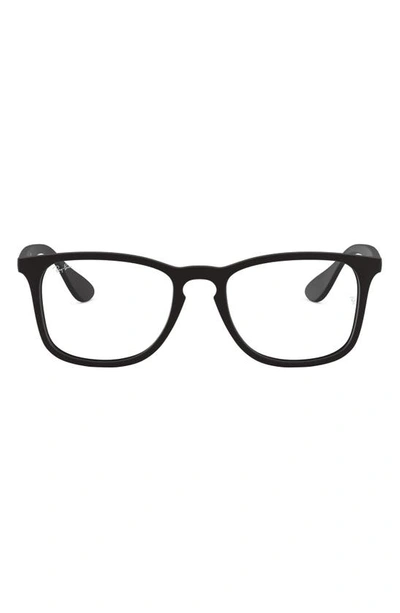 Ray Ban Unisex 52mm Square Optical Glasses In Rubber Black
