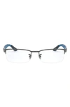 Ray Ban 54mm Rectangular Semirimless Optical Glasses In Gunmetal Grey