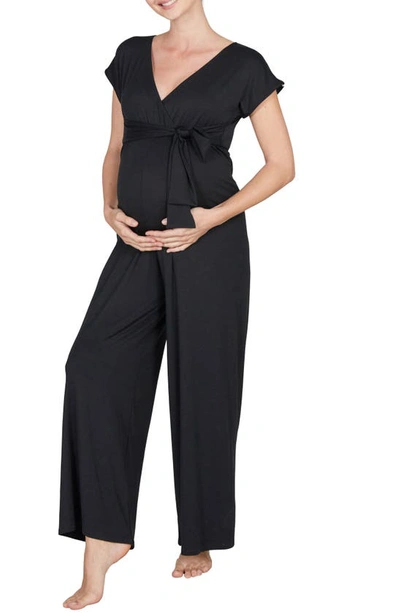 Cache Coeur Origin Maternity/nursing Jumpsuit In Black