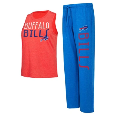 Concepts Sport Women's  Royal, Red Distressed Buffalo Bills Muscle Tank Top And Pants Lounge Set In Royal,red