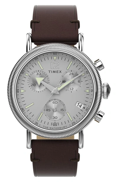 Timex ® Waterbury Standard Leather Strap Watch, 40mm In Brown