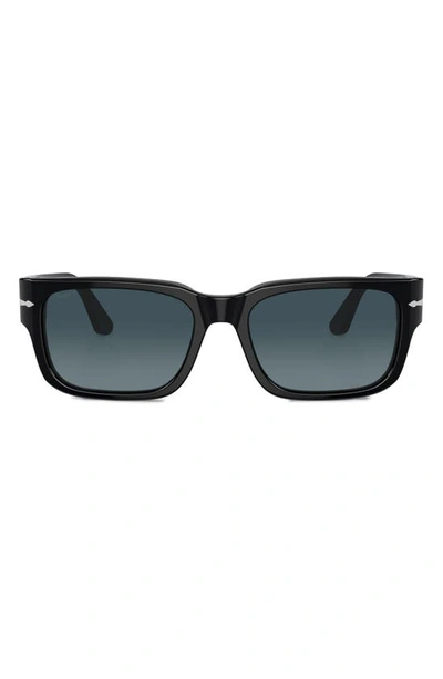 Persol 58mm Polarized Gradient Rectangular Sunglasses In Black
