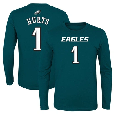 Outerstuff Kids' Youth Jalen Hurts Midnight Green Philadelphia Eagles Mainliner Player Name & Number Long Sleeve T-sh