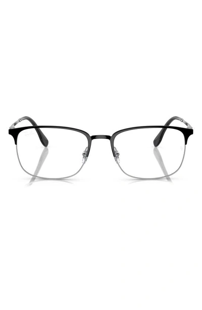 Ray Ban 54mm Rectangular Pillow Optical Glasses In Black Silver