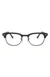 Ray Ban 53mm Square Clubmaster Optical Glasses In Matte Black