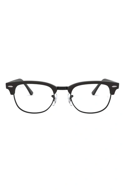 Ray Ban 53mm Square Clubmaster Optical Glasses In Matte Black