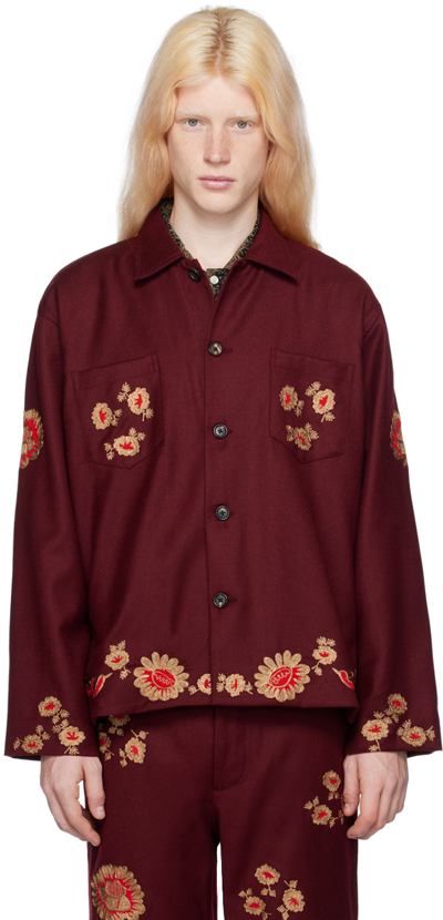 Bode Burgundy Rococo Shirt In Mrmlt Maroon Multi