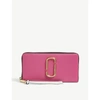 Marc Jacobs Black Snapshot Saffiano Leather Zip Around Wallet In Vivid Pink Multi