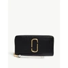 Marc Jacobs Black Snapshot Saffiano Leather Zip Around Wallet In Black/baby Pink
