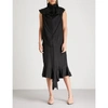 Jw Anderson Ruffled Silk Midi Dress In Black