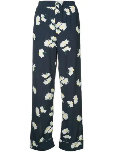 Ganni Silvery Crepe Trousers In Blue