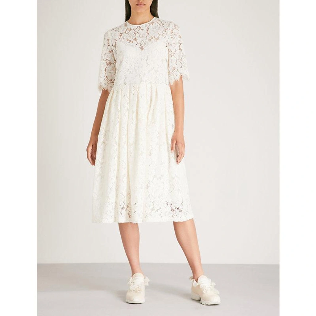 Ganni Jerome Lace Dress In Egret ModeSens
