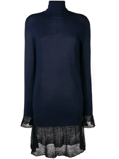 Sacai Roll Neck Sweater Dress In Blue