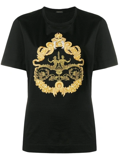 Versace Barocco Istante Print T In Black