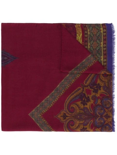 Etro Paisley Print Scarf In Red