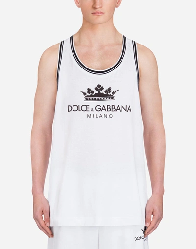 Dolce & Gabbana Cotton Tank With Print In White