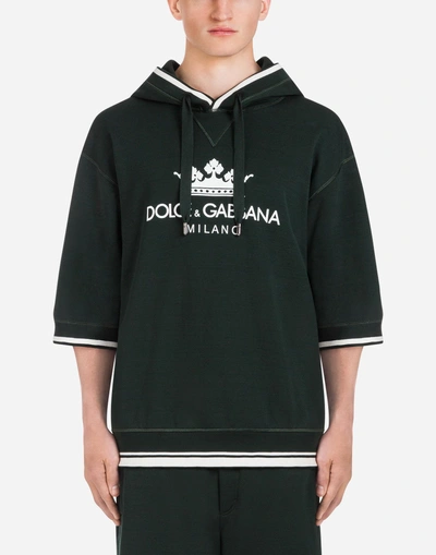 Dolce & Gabbana Cotton Hoodie With Print In Green