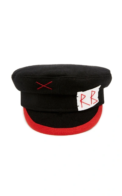 Ruslan Baginskiy Embroidered Wool-felt Baker Boy Hat In Black