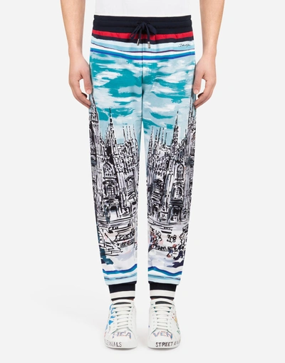 Dolce & Gabbana Printed Cotton Jogging Pants In Multi-colored