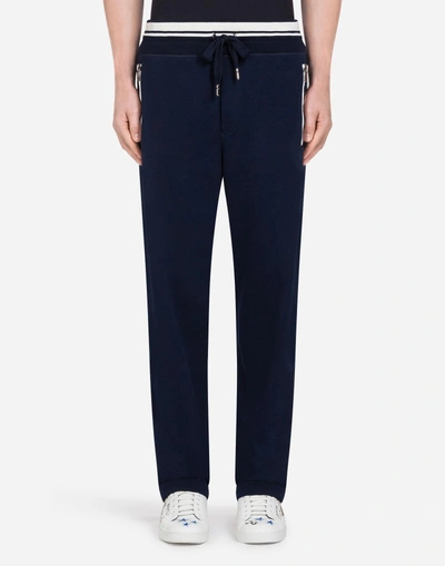 Dolce & Gabbana Cotton Jogging Pants With Print In Blue
