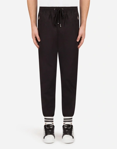 Dolce & Gabbana Cotton Poplin Jogging Pants In Black