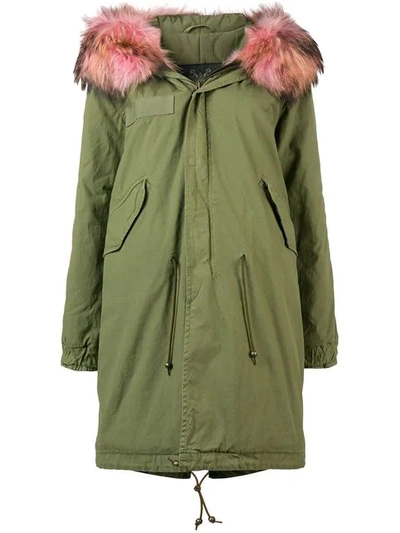 Mr & Mrs Italy Contrast Fur Trim Parka In Green