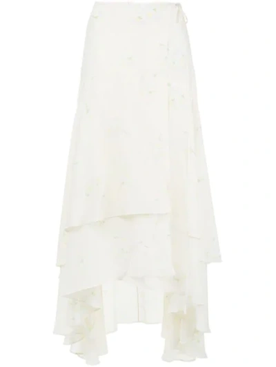 Ganni Nolana Silk Wrap Skirt In White