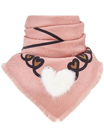 Fendi Touch Of Fur Foulard Scarf In Pink