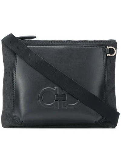 Ferragamo Salvatore  Double Gancini Messenger Bag - Black