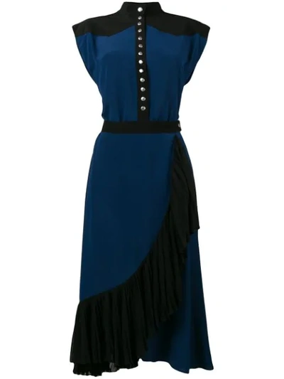 Givenchy Black Ruffle Trim Wrap Dress In Blue